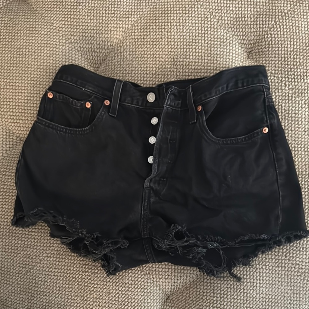 Levi's Black Jean Shorts Distressed Cut-Off Style